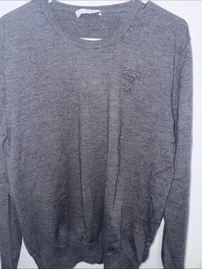 Versace collection Men's Gray Crewneck Sweater - Lightweight Long Sleeve